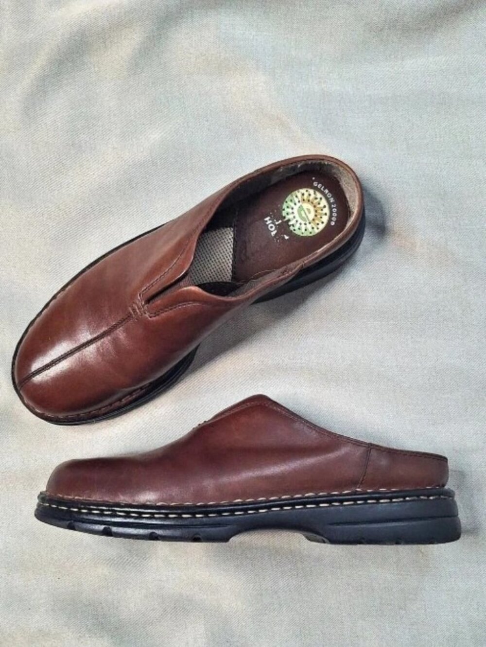 Earth Shoes Tina Brown Leather Gelron 2000 Comfort Clogs Mules Size 8.5
